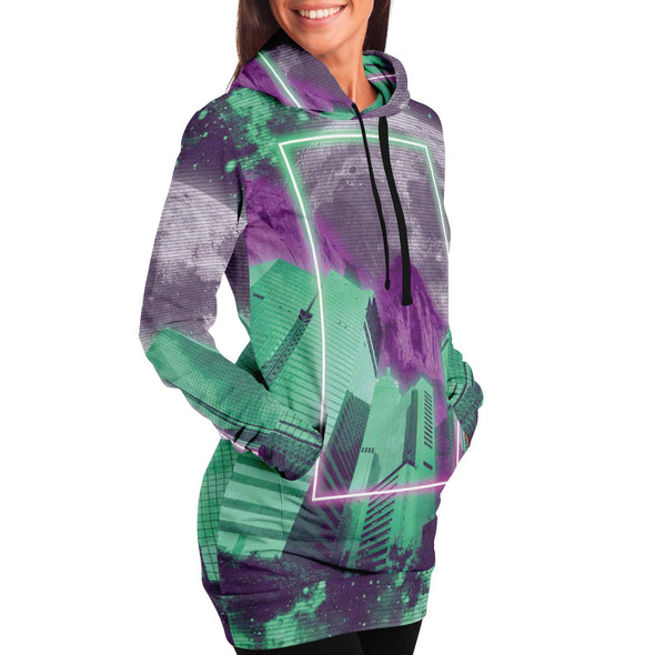 City of Radiance Hoodie Dress - Vaporwave Clothing - Aesthetic Clothing