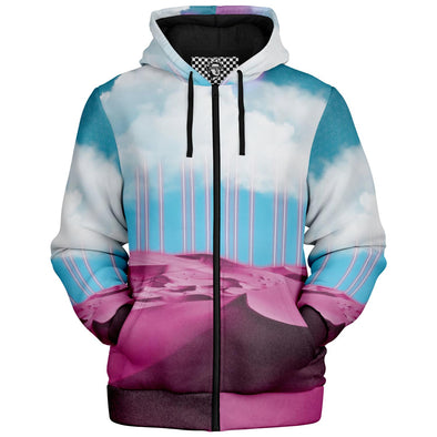 Electric Desert Sherpa Hoodie - Vaporwave Clothing - Aesthetic Clothing