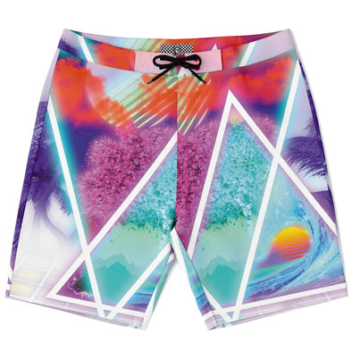Dimensions Collide Board Shorts - Vaporwave Clothing - Aesthetic Clothing