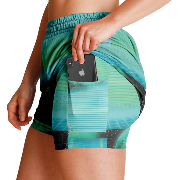 The Merge Women's 2-in-1 Shorts - Vaporwave Clothing - Aesthetic Clothing
