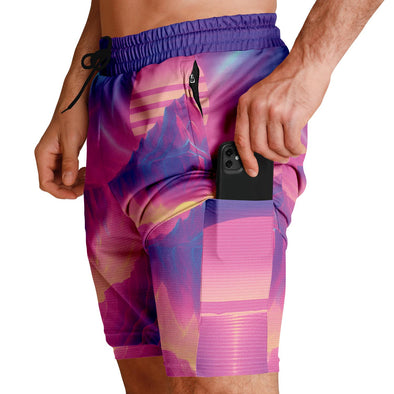 Aerolith Men's 2-in-1 Shorts - Vaporwave Clothing - Aesthetic Clothing