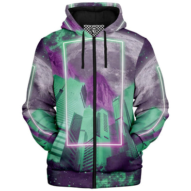 City of Radiance Sherpa Hoodie - Vaporwave Clothing - Aesthetic Clothing