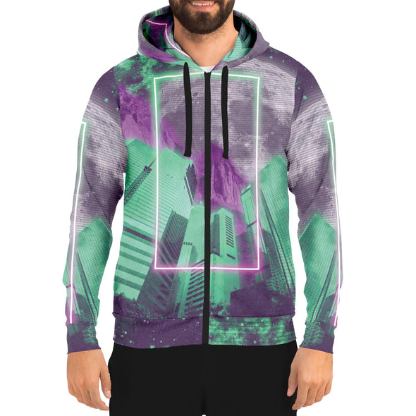 City of Radiance Zip Hoodie - Vaporwave Clothing - Aesthetic Clothing