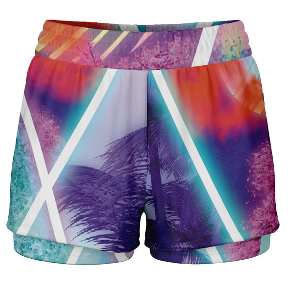 Dimensions Collide Women's 2-in-1 Shorts - Vaporwave Clothing - Aesthetic Clothing