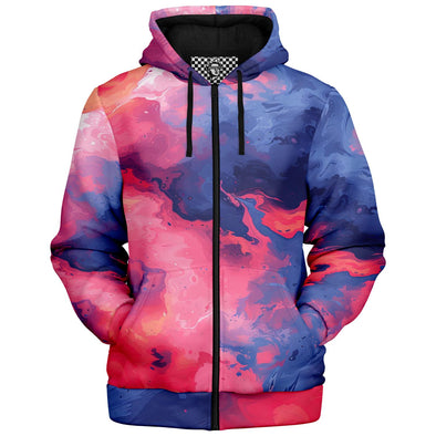 Quantum Tides Sherpa Hoodie - Vaporwave Clothing - Aesthetic Clothing