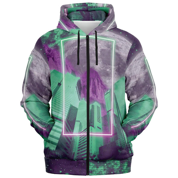 City of Radiance Zip Hoodie - Vaporwave Clothing - Aesthetic Clothing