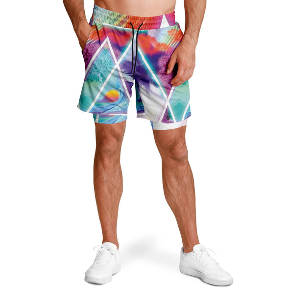 Dimensions Collide Men's 2-in-1 Shorts - Vaporwave Clothing - Aesthetic Clothing