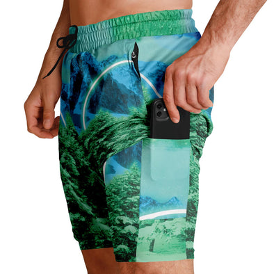 Minty Wonderland Men's 2-in-1 Shorts - Vaporwave Clothing - Aesthetic Clothing
