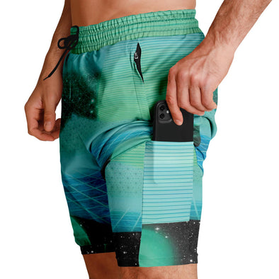 The Merge Men's 2-in-1 Shorts - Vaporwave Clothing - Aesthetic Clothing