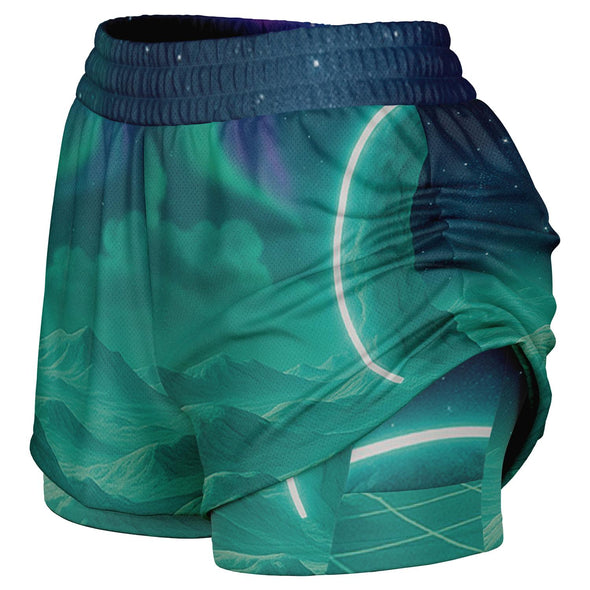 Astral Gateway Women's 2-in-1 Shorts - Vaporwave Clothing - Aesthetic Clothing