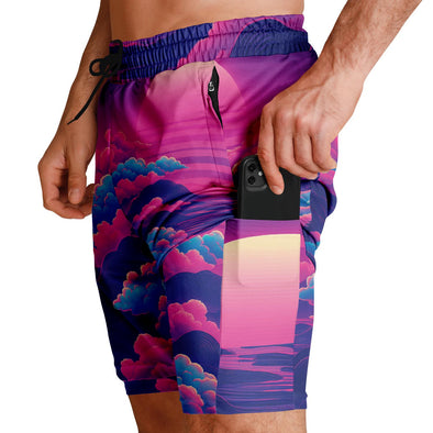 Duskwave Men's 2-in-1 Shorts - Vaporwave Clothing - Aesthetic Clothing