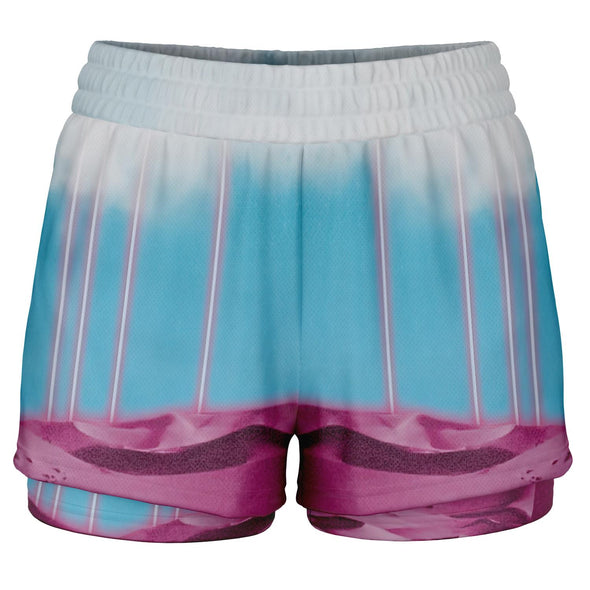 Electric Desert Women's 2-in-1 Shorts - Vaporwave Clothing - Aesthetic Clothing