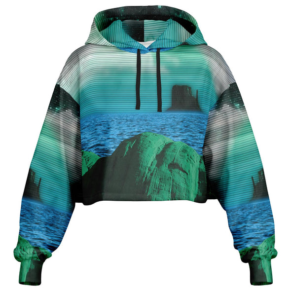 Emerald Canyon Cropped Hoodie - Vaporwave Clothing - Aesthetic Clothing