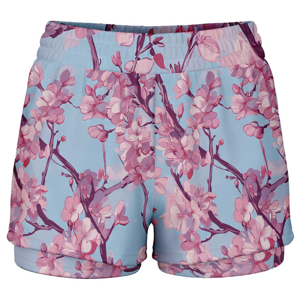 Cherry Blossom Women's 2-in-1 Shorts - Vaporwave Clothing - Aesthetic Clothing