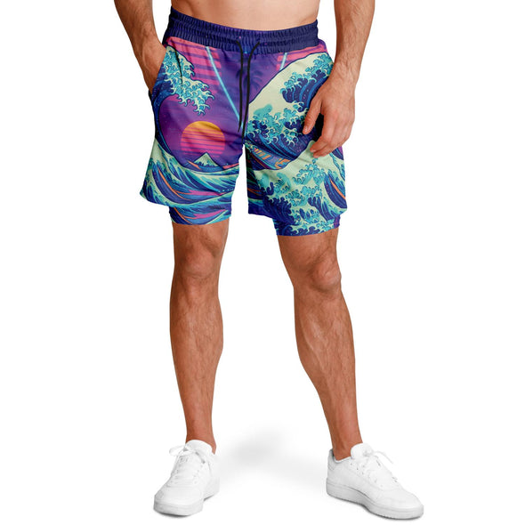 Neonami Men's 2-in-1 Shorts - Vaporwave Clothing - Aesthetic Clothing