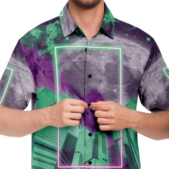 City of Radiance Button Down Shirt - Vaporwave Clothing - Aesthetic Clothing