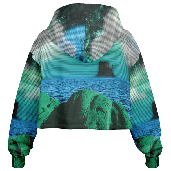 Emerald Canyon Cropped Hoodie - Vaporwave Clothing - Aesthetic Clothing