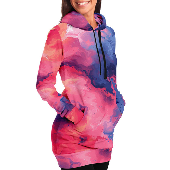 Quantum Tides Hoodie Dress - Vaporwave Clothing - Aesthetic Clothing