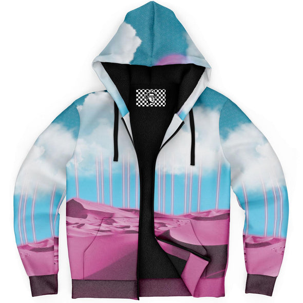 Electric Desert Sherpa Hoodie - Vaporwave Clothing - Aesthetic Clothing
