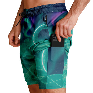 Astral Gateway Men's 2-in-1 Shorts - Vaporwave Clothing - Aesthetic Clothing