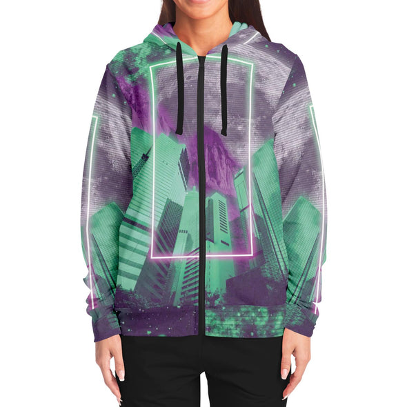City of Radiance Zip Hoodie - Vaporwave Clothing - Aesthetic Clothing