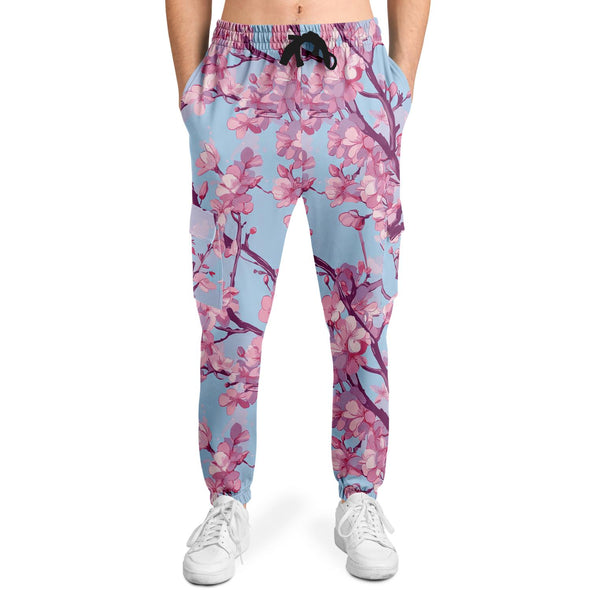 Cherry Blossom Cargo Joggers - Vaporwave Clothing - Aesthetic Clothing