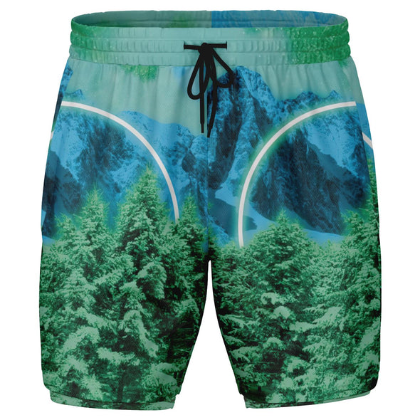 Minty Wonderland Men's 2-in-1 Shorts - Vaporwave Clothing - Aesthetic Clothing