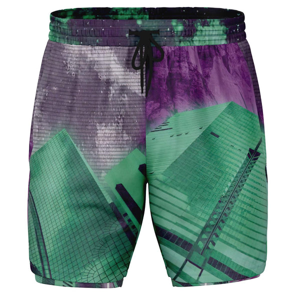 City of Radiance Men's 2-in-1 Shorts - Vaporwave Clothing - Aesthetic Clothing