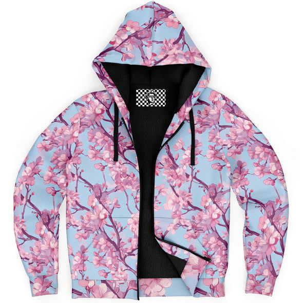 Cherry Blossom Sherpa Hoodie - Vaporwave Clothing - Aesthetic Clothing