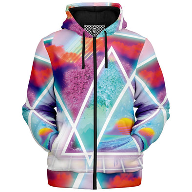 Dimensions Collide Sherpa Hoodie - Vaporwave Clothing - Aesthetic Clothing
