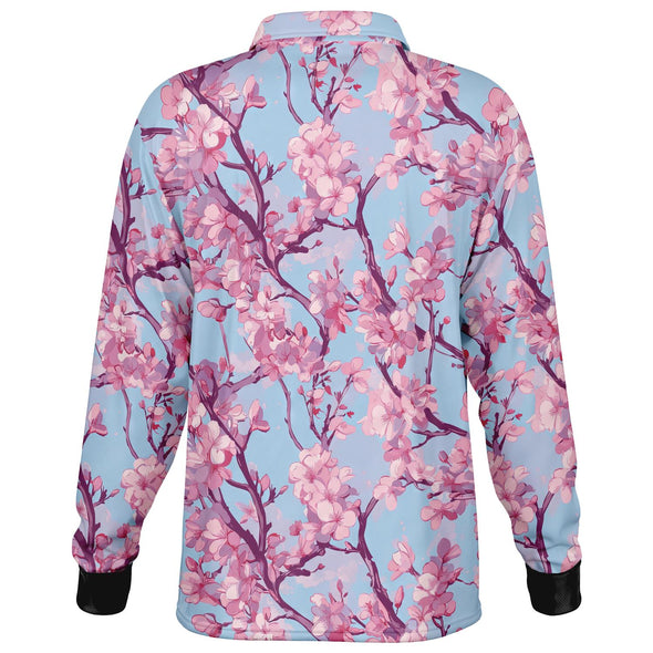 Cherry Blossom Long Sleeve Polo - Vaporwave Clothing - Aesthetic Clothing