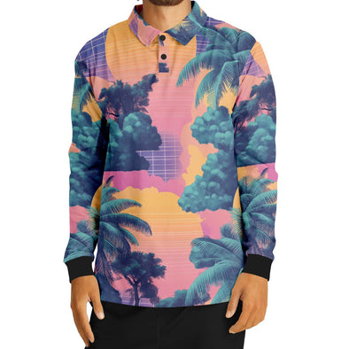 Canopy Long Sleeve Polo - Vaporwave Clothing - Aesthetic Clothing