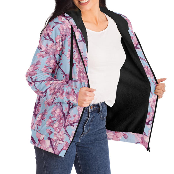 Cherry Blossom Sherpa Hoodie - Vaporwave Clothing - Aesthetic Clothing