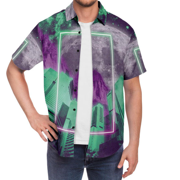 City of Radiance Button Down Shirt - Vaporwave Clothing - Aesthetic Clothing
