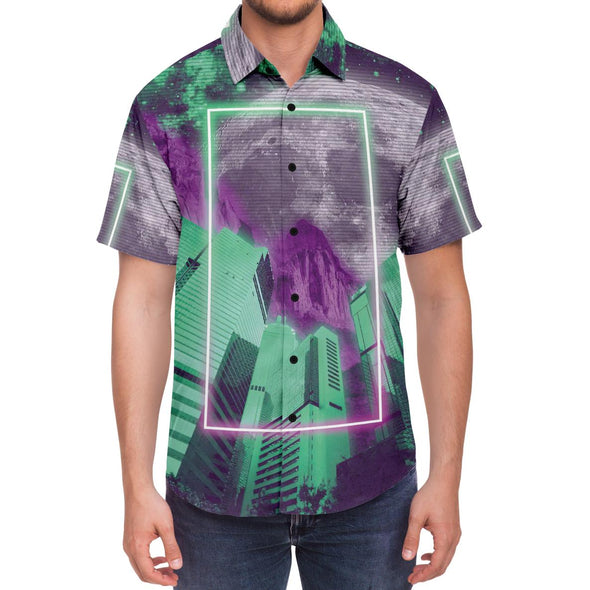 City of Radiance Button Down Shirt - Vaporwave Clothing - Aesthetic Clothing