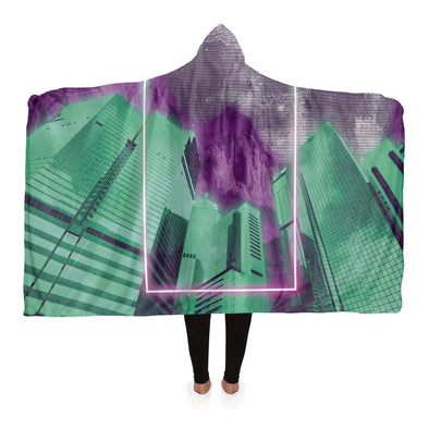 City of Radiance Hooded Blanket - Vaporwave Clothing - Aesthetic Clothing