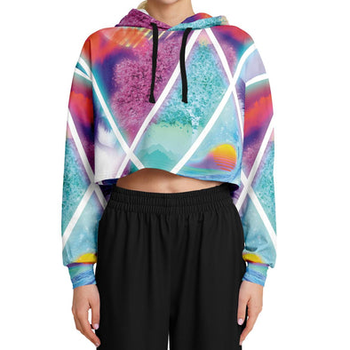 Dimensions Collide Cropped Hoodie - Vaporwave Clothing - Aesthetic Clothing