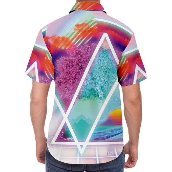 Dimensions Collide Button Down Shirt - Vaporwave Clothing - Aesthetic Clothing