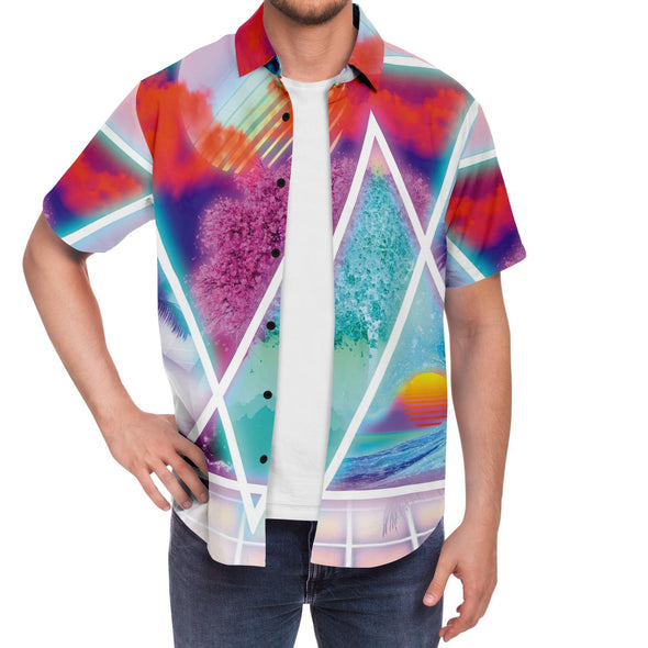 Dimensions Collide Button Down Shirt - Vaporwave Clothing - Aesthetic Clothing