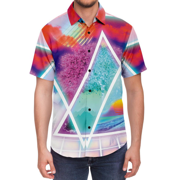 Dimensions Collide Button Down Shirt - Vaporwave Clothing - Aesthetic Clothing