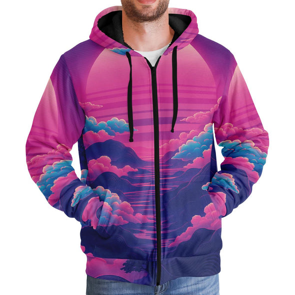 Duskwave Sherpa Hoodie - Vaporwave Clothing - Aesthetic Clothing