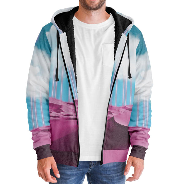 Electric Desert Sherpa Hoodie - Vaporwave Clothing - Aesthetic Clothing