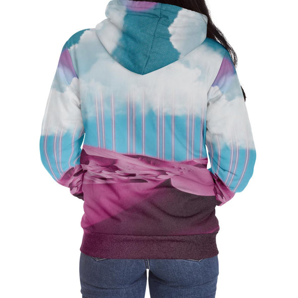 Electric Desert Sherpa Hoodie - Vaporwave Clothing - Aesthetic Clothing