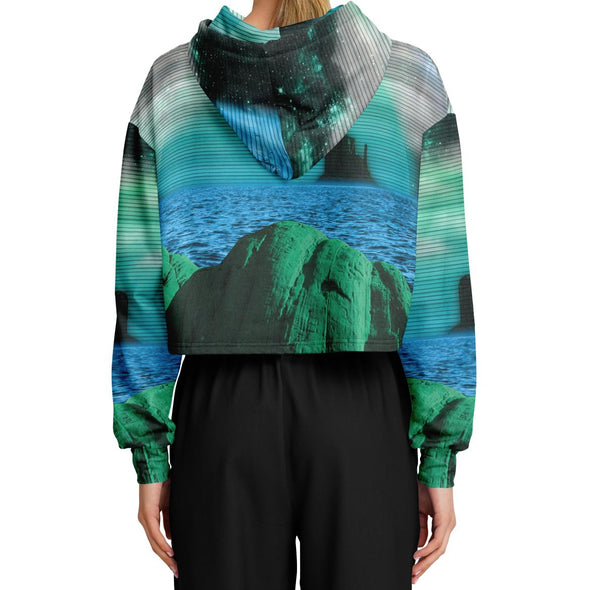 Emerald Canyon Cropped Hoodie - Vaporwave Clothing - Aesthetic Clothing
