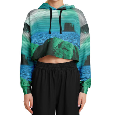 Emerald Canyon Cropped Hoodie - Vaporwave Clothing - Aesthetic Clothing