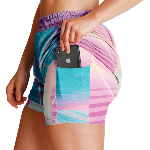 Grid Tide Women's 2-in-1 Shorts