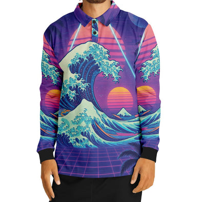 Neonami Long Sleeve Polo - Vaporwave Clothing - Aesthetic Clothing