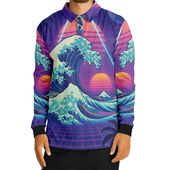Neonami Long Sleeve Polo - Vaporwave Clothing - Aesthetic Clothing