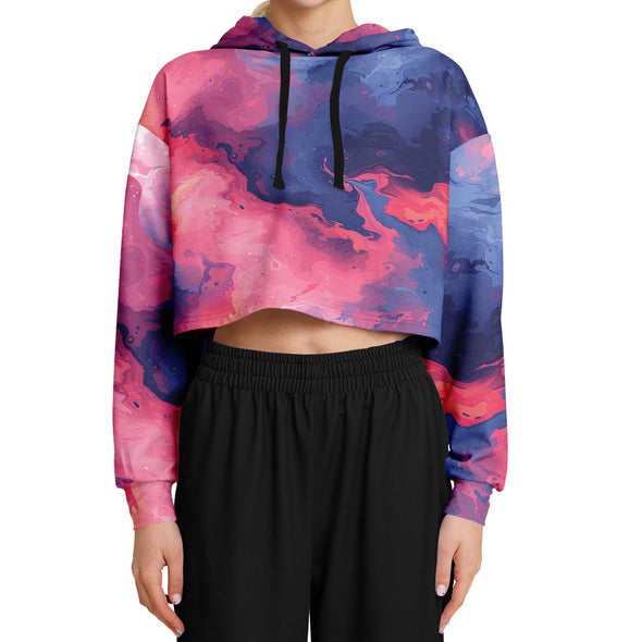Quantum Tides Cropped Hoodie - Vaporwave Clothing - Aesthetic Clothing
