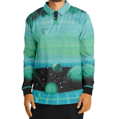 The Merge Long Sleeve Polo - Vaporwave Clothing - Aesthetic Clothing